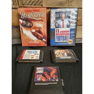 Lot of 5 VTG Sega Genesis Sports Games - Basketball, Baseball, Football, Madden